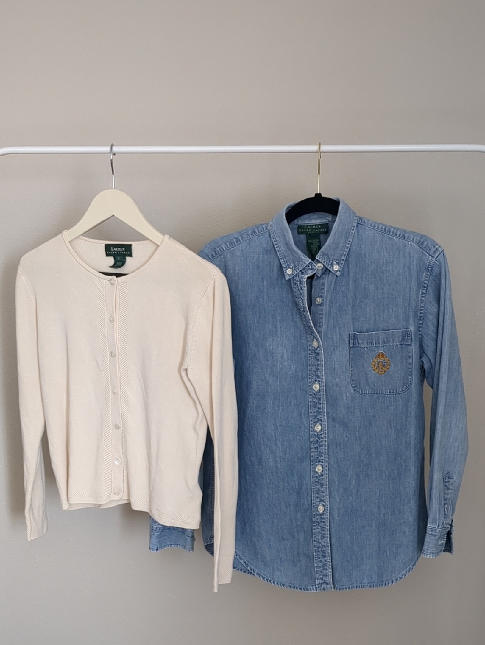 Bundle of Vintage Ralph Lauren - Denim Shirt And Silk Cardigan